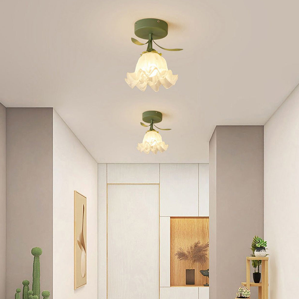 Floral Glass Shade Ceiling Lamp Kalsten