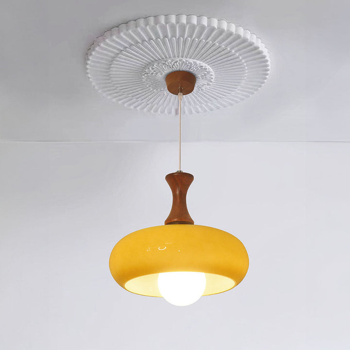 Medieval Walnut Glass Pendant Light | Kalsten
