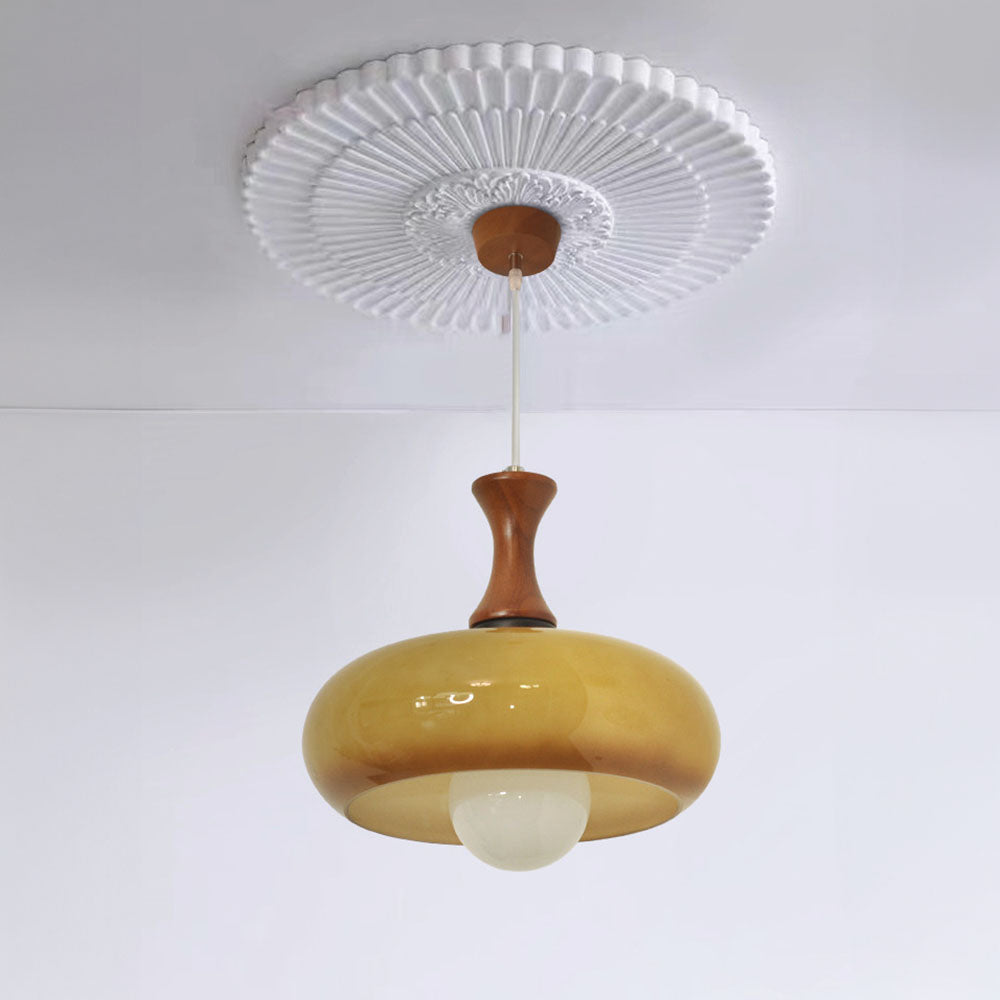 Medieval Walnut Glass Pendant Light | Kalsten