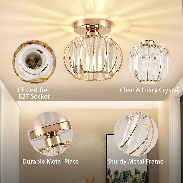 Crystal Ceiling Lamp with Gold Base Kalsten