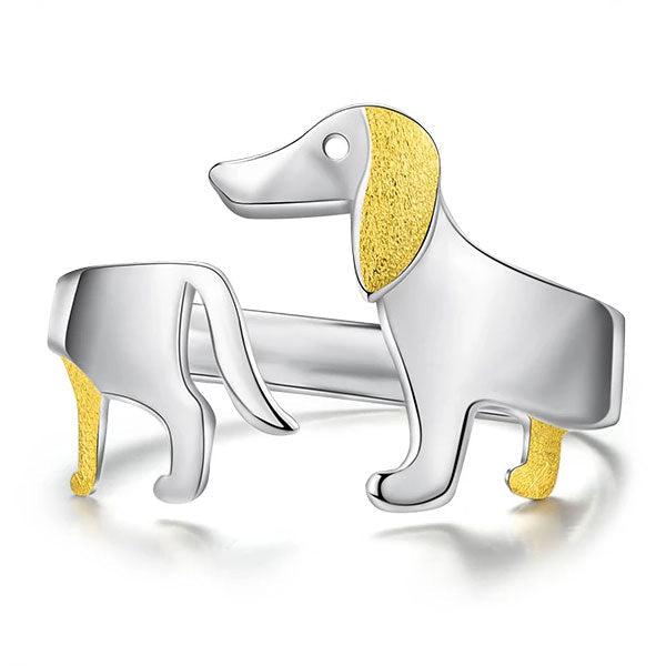 Dachshund Dog 925 Silver Adjustable Ring | Kalsten
