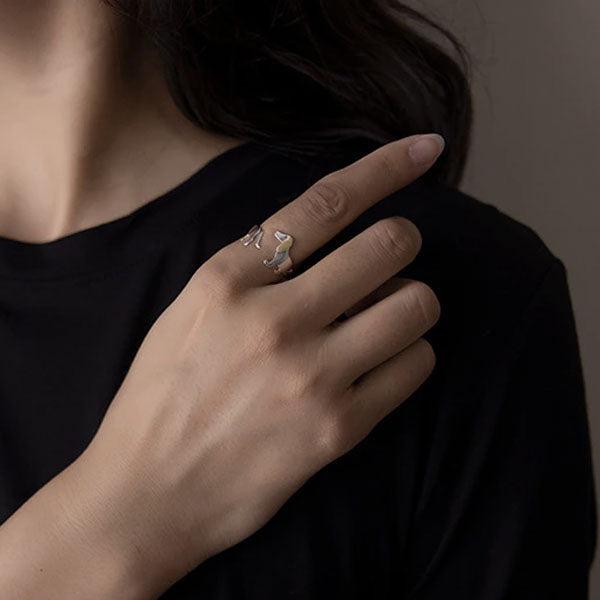 Dachshund Dog 925 Silver Adjustable Ring | Kalsten