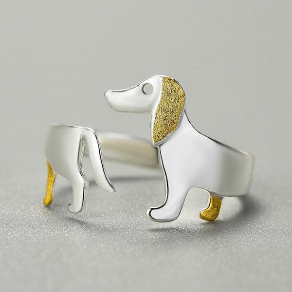 Dachshund Dog 925 Silver Adjustable Ring | Kalsten