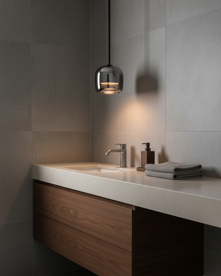 Pendant Light Glass 6.3 in Smoke Gray 7W Indoor Dining Room Kitchen Ceiling Lamp Contemporary Minimalist Design | Kalsten