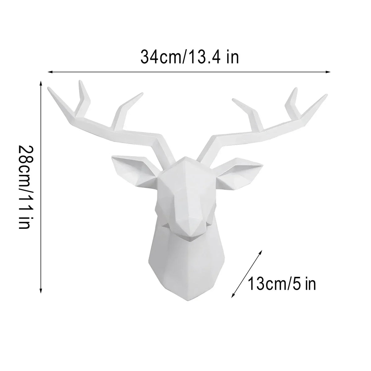 Skanto | Deer Head Sculpture Animal Statuette Figurines Wall Mount Creative Elk Art Antler Statuette for Office Decor Wall Hanging