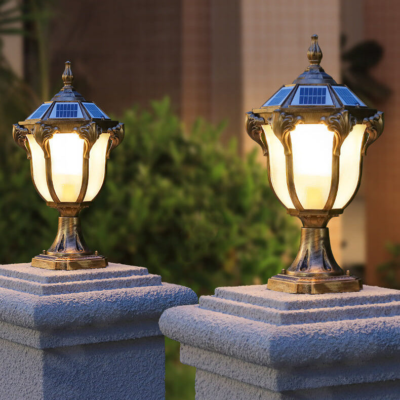 European Retro Die-Cast Aluminum Glass Solar Waterproof Outdoor Garden Landscape Column Light | Kalsten