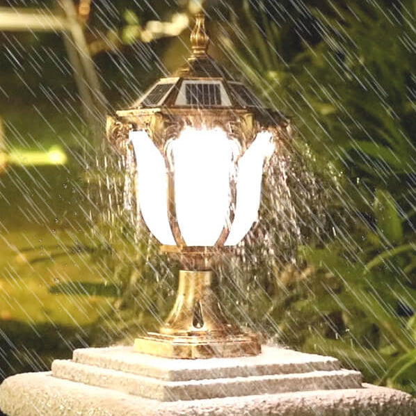 European Retro Die-Cast Aluminum Glass Solar Waterproof Outdoor Garden Landscape Column Light | Kalsten