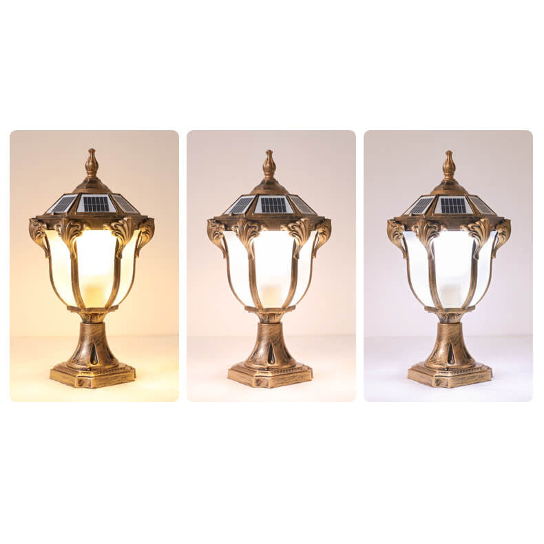 European Retro Die-Cast Aluminum Glass Solar Waterproof Outdoor Garden Landscape Column Light | Kalsten