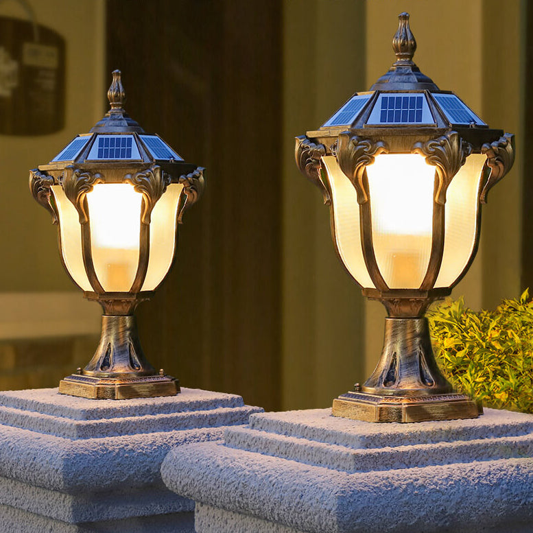 European Retro Die-Cast Aluminum Glass Solar Waterproof Outdoor Garden Landscape Column Light | Kalsten