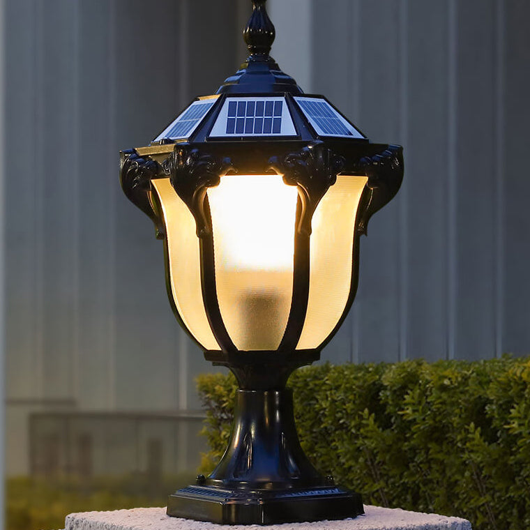 European Retro Die-Cast Aluminum Glass Solar Waterproof Outdoor Garden Landscape Column Light | Kalsten