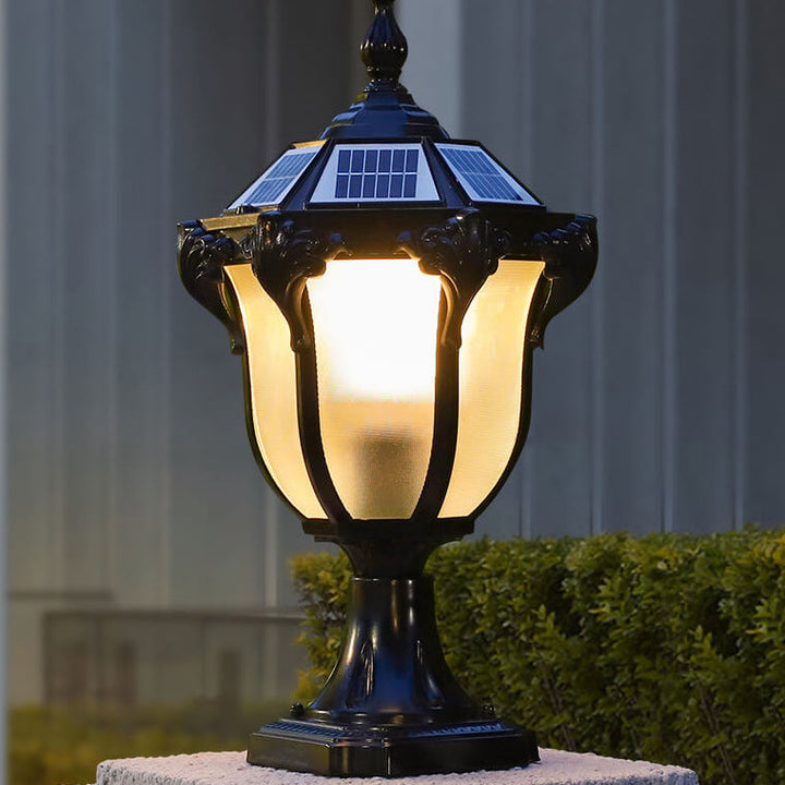 European Retro Die-Cast Aluminum Glass Solar Waterproof Outdoor Garden Landscape Column Light | Kalsten