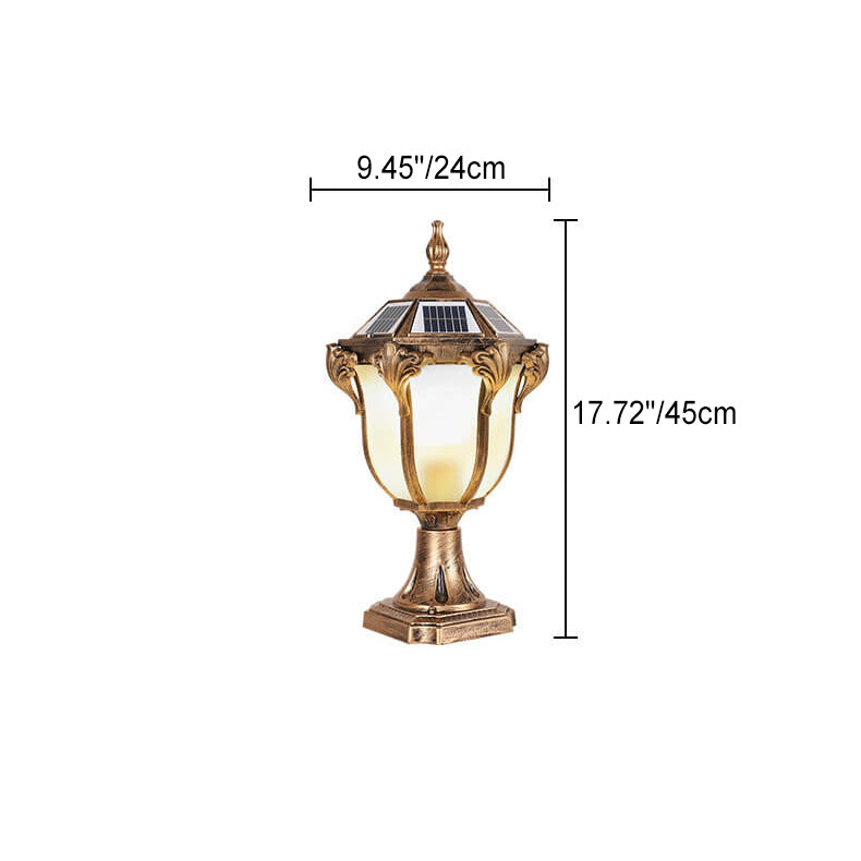 European Retro Die-Cast Aluminum Glass Solar Waterproof Outdoor Garden Landscape Column Light | Kalsten