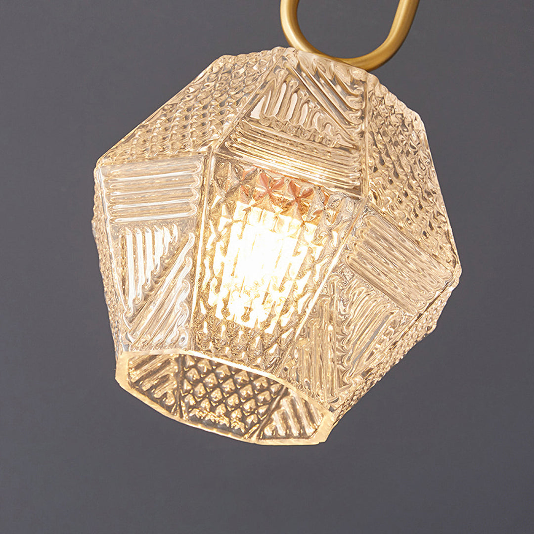 Ceiling Light Brass Diamond Cut 5.9 in Indoor Dining Room Living Room Bedroom Fixture Decorative Pendant | Kalsten