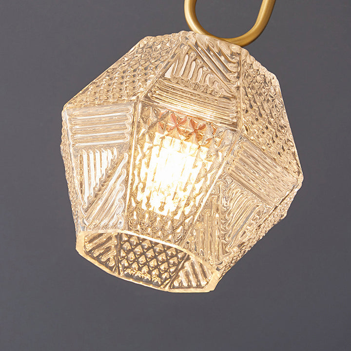 Ceiling Light Brass Diamond Cut 5.9 in Indoor Dining Room Living Room Bedroom Fixture Decorative Pendant | Kalsten