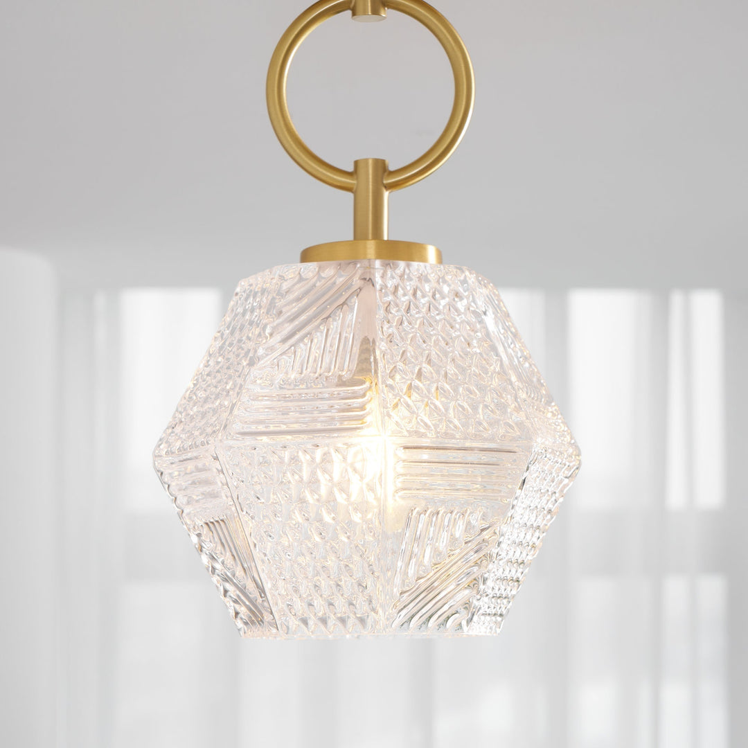 Ceiling Light Brass Diamond Cut 5.9 in Indoor Dining Room Living Room Bedroom Fixture Decorative Pendant | Kalsten