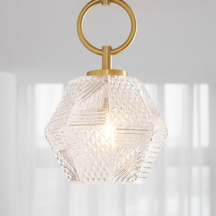 Ceiling Light Brass Diamond Cut 5.9 in Indoor Dining Room Living Room Bedroom Fixture Decorative Pendant | Kalsten