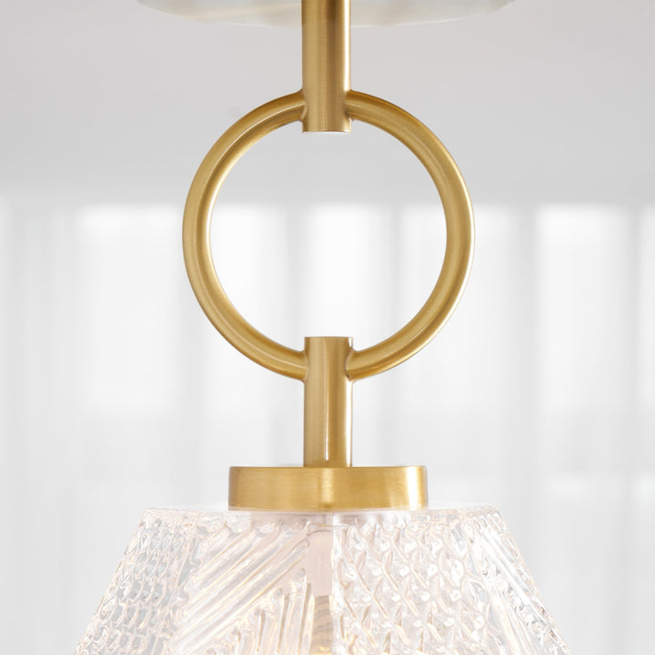 Ceiling Light Brass Diamond Cut 5.9 in Indoor Dining Room Living Room Bedroom Fixture Decorative Pendant | Kalsten