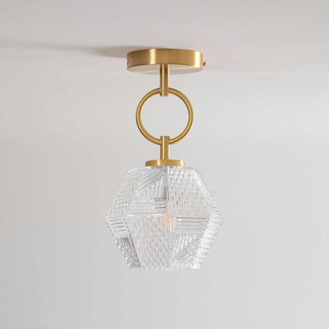 Ceiling Light Brass Diamond Cut 5.9 in Indoor Dining Room Living Room Bedroom Fixture Decorative Pendant | Kalsten