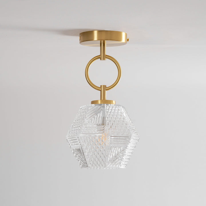 Ceiling Light Brass Diamond Cut 5.9 in Indoor Dining Room Living Room Bedroom Fixture Decorative Pendant | Kalsten