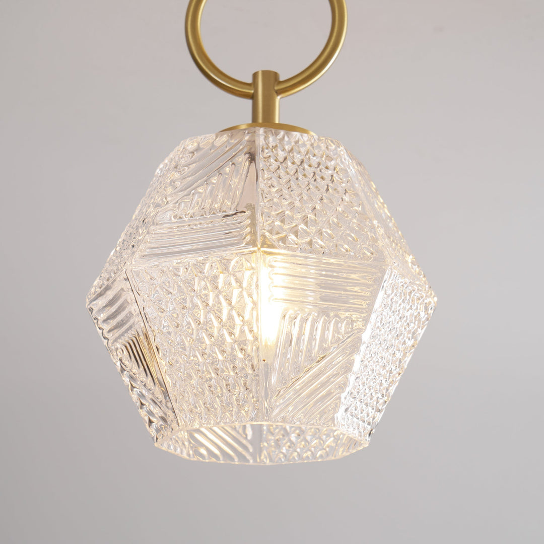 Ceiling Light Brass Diamond Cut 5.9 in Indoor Dining Room Living Room Bedroom Fixture Decorative Pendant | Kalsten