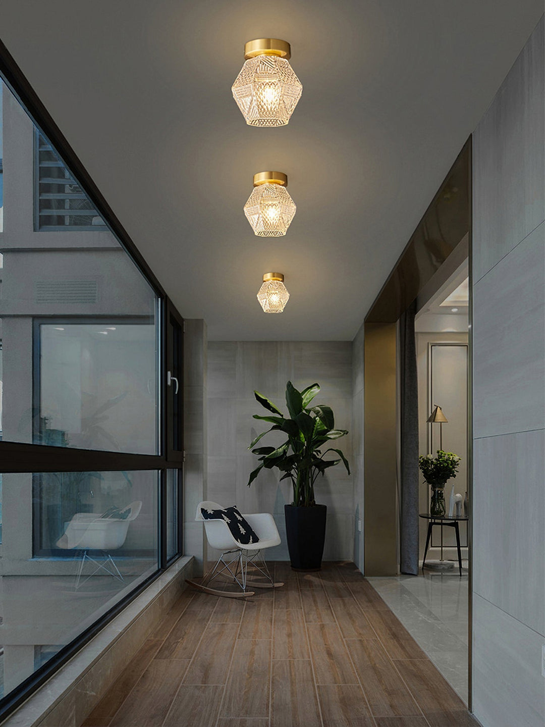 Ceiling Light Brass Diamond Cut 5.9 in Indoor Dining Room Living Room Bedroom Fixture Decorative Pendant | Kalsten