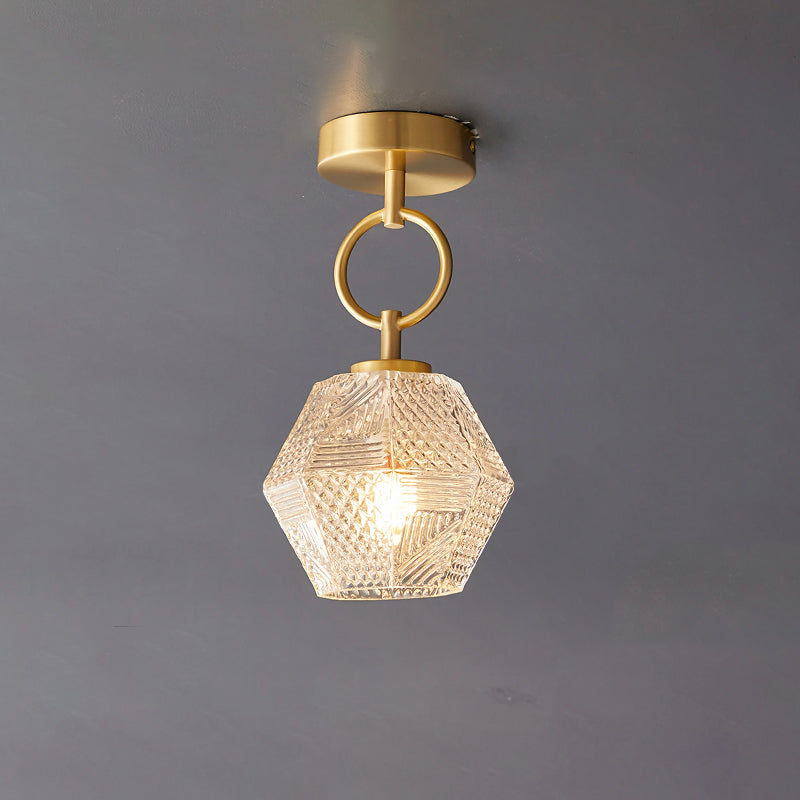 Ceiling Light Brass Diamond Cut 5.9 in Indoor Dining Room Living Room Bedroom Fixture Decorative Pendant | Kalsten