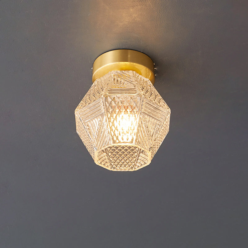 Ceiling Light Brass Diamond Cut 5.9 in Indoor Dining Room Living Room Bedroom Fixture Decorative Pendant | Kalsten