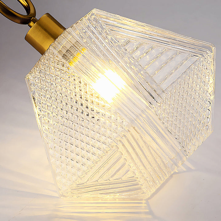 Ceiling Light Brass Diamond Cut 5.9 in Indoor Dining Room Living Room Bedroom Fixture Decorative Pendant | Kalsten