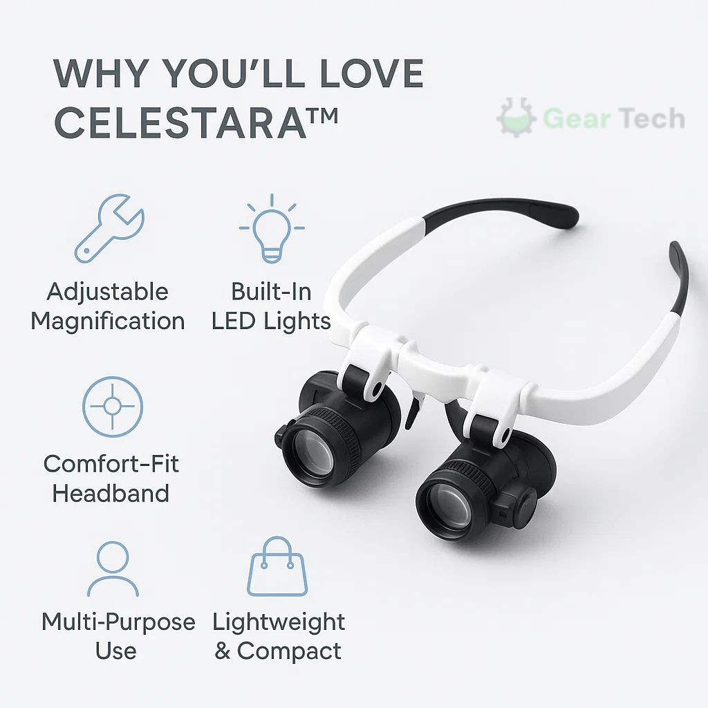 BowLift | Celestara™ | LED Illuminated Precision Magnifier with Adjustable Brightness | Ideal for Reading, Hobbies & Detailed Work