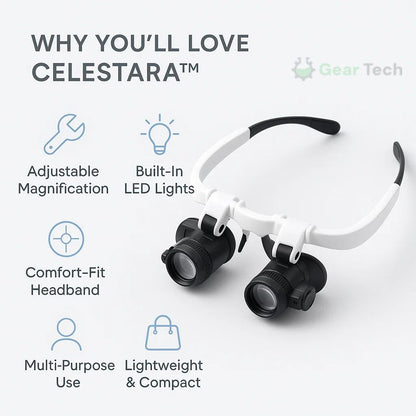 BowLift | Celestara™ | LED Illuminated Precision Magnifier with Adjustable Brightness | Ideal for Reading, Hobbies & Detailed Work