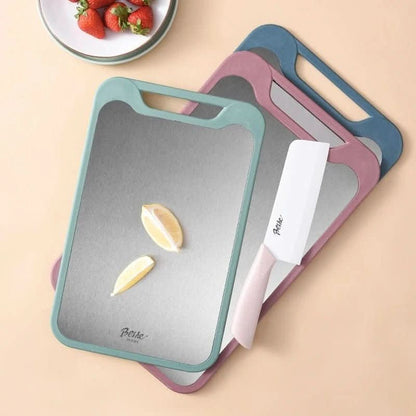 Skanto | Double-Sided Cutting Board in Stainless Steel with Non-Stick Surface and Juice Groove
