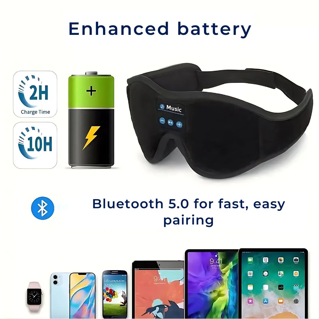 DreamSounds Bluetooth Sleeping Mask with Built-in Headphones | for Travel - Meditation - Light Blocking Comfort Kalsten