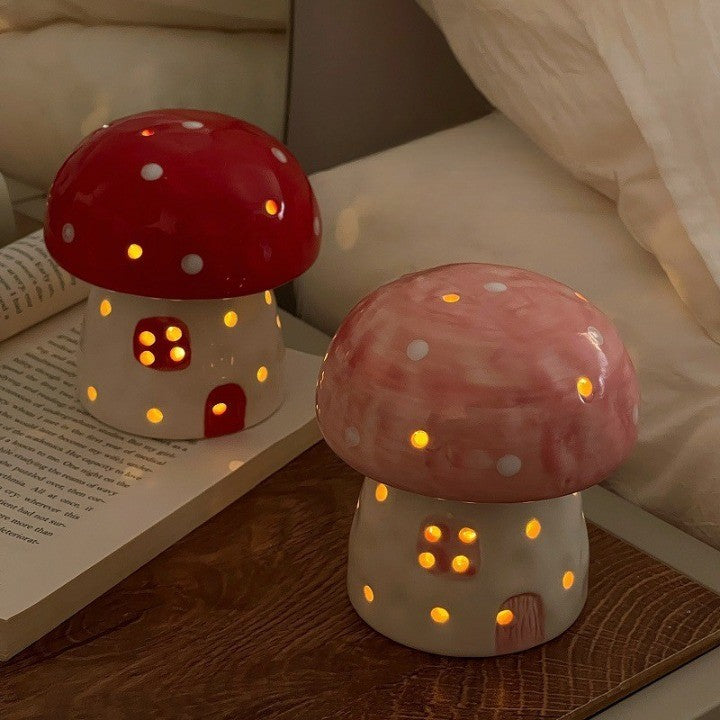 Dreamy Mushroom Shape Ceramic Bedside Lamp | Kalsten