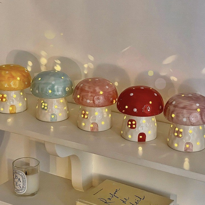 Dreamy Mushroom Shape Ceramic Bedside Lamp | Kalsten