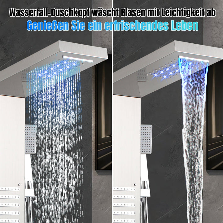 Shower panel stainless steel wall shower panel 5 functions silver | Kalsten