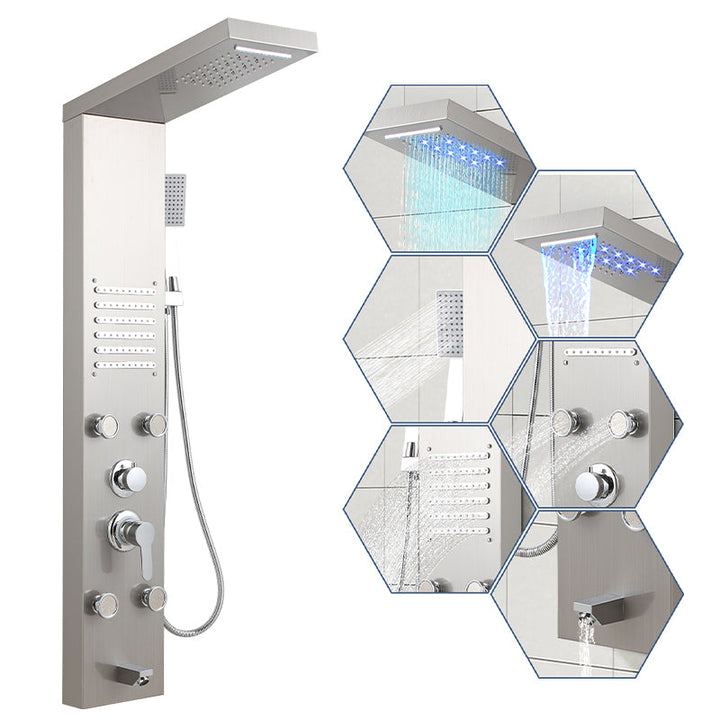 Shower panel stainless steel wall shower panel 5 functions silver | Kalsten