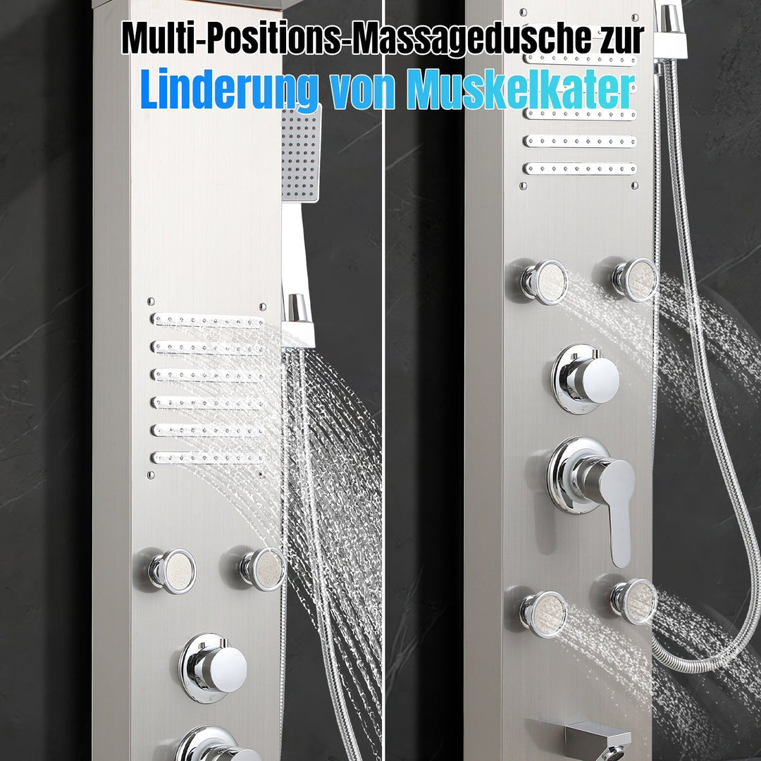 Shower panel stainless steel wall shower panel 5 functions silver | Kalsten