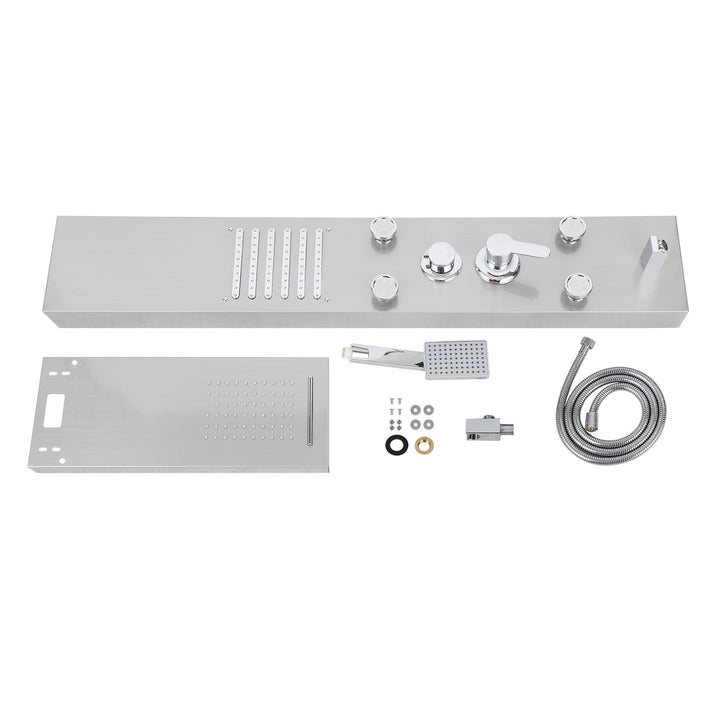 Shower panel stainless steel wall shower panel 5 functions silver | Kalsten