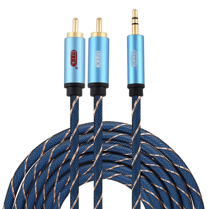 Kalsten | EMK 3.5mm male jack to 2 x RCA male gold-plated connector speaker audio cable, cable length: 5m (Dark Blue)
