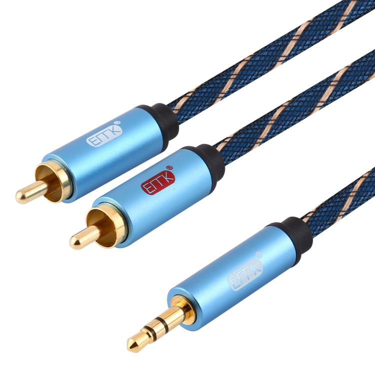 Kalsten | EMK 3.5mm male jack to 2 x RCA male gold-plated connector speaker audio cable, cable length: 5m (Dark Blue)