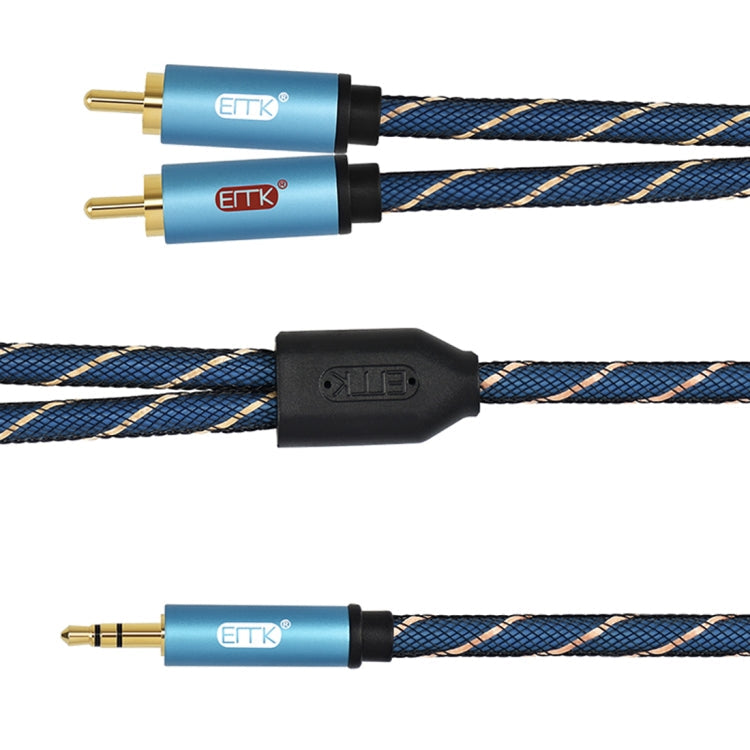 Kalsten | EMK 3.5mm male jack to 2 x RCA male gold-plated connector speaker audio cable, cable length: 5m (Dark Blue)