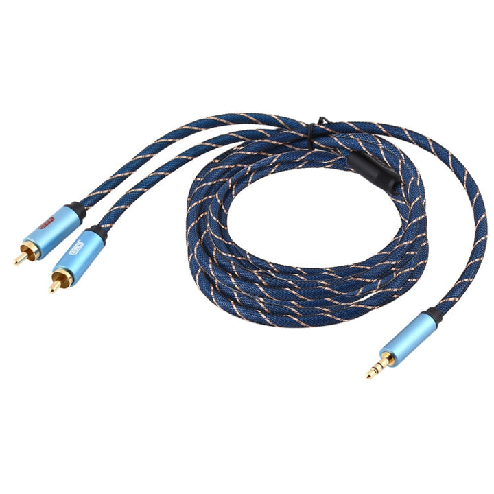 Kalsten | EMK 3.5mm male jack to 2 x RCA male gold-plated connector speaker audio cable, cable length: 5m (Dark Blue)