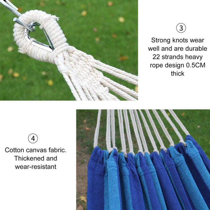 Kalsten | Outdoor Double Thick Canvas Hammock Indoor Swing with Removable Curved Bar, Size: 200x100cm (Dark Blue)