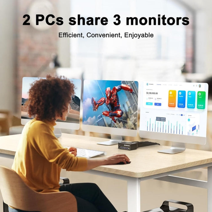 Kalsten | KC-KVM203DH 8K 30Hz USB3.0 DP+DP+HDMI Triple Monitors KVM Switch, AU Plug