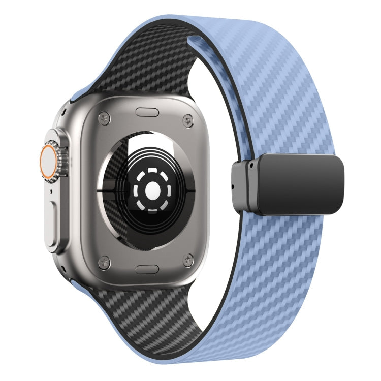BowLift | For Apple Watch Ultra 2 49mm Carbon Fiber Magnetic Black Buckle Bracelet (Light Blue Black)