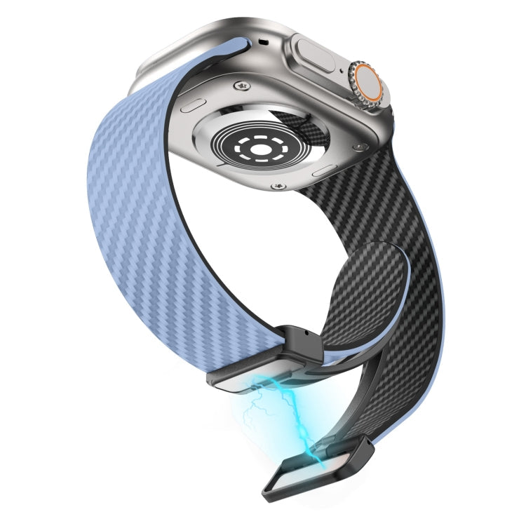 BowLift | For Apple Watch Ultra 2 49mm Carbon Fiber Magnetic Black Buckle Bracelet (Light Blue Black)