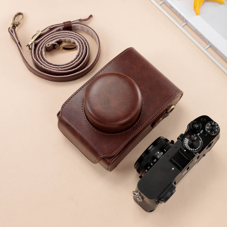 Kalsten | For FUJIFILM X100VI Full Body Leather Camera Case Bag with Strap (Coffee)