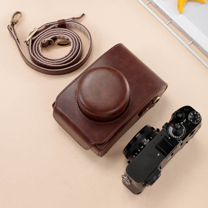 Kalsten | For FUJIFILM X100VI Full Body Leather Camera Case Bag with Strap (Coffee)