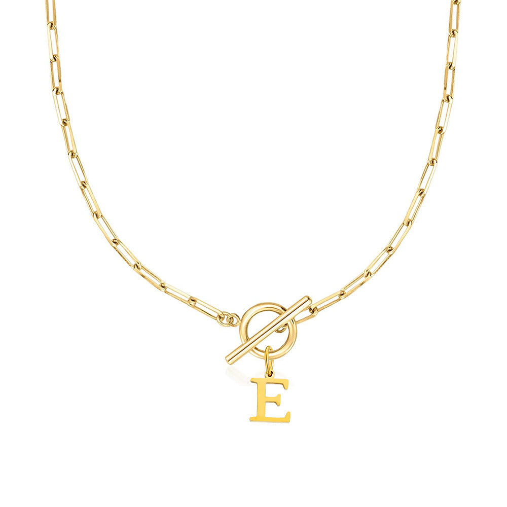 Kalsten | Paperclip Letter Initial Circle Lock Clasp Necklace