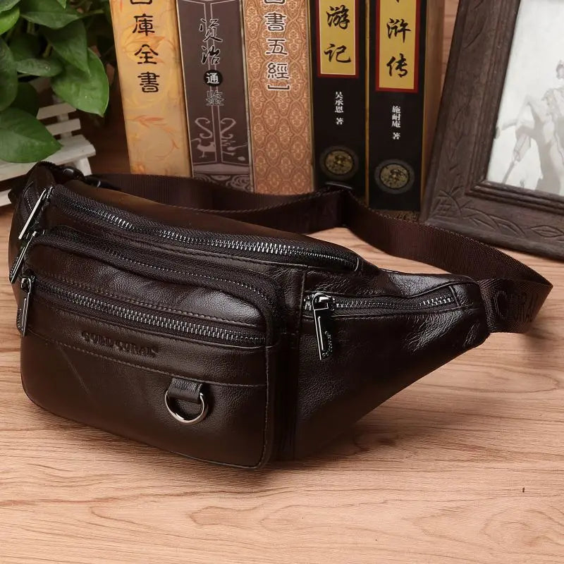 Kalsten | Genuine Cowhide Leather Waist Bag for Men – Large Capacity Fanny Pack, Belt & Crossbody Travel Bag